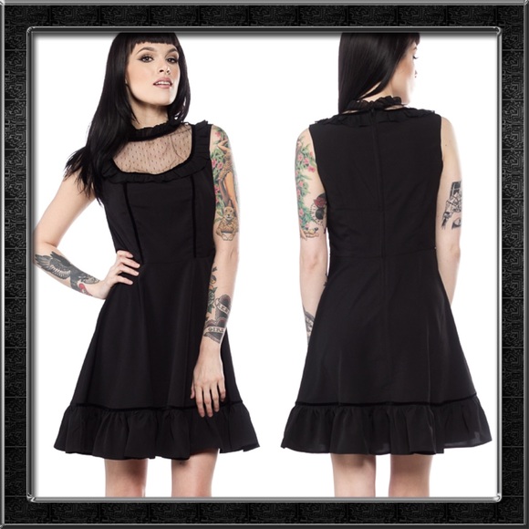 Spin Doctor Hell Bunny Black Lace Frill Dress - Picture 2 of 2